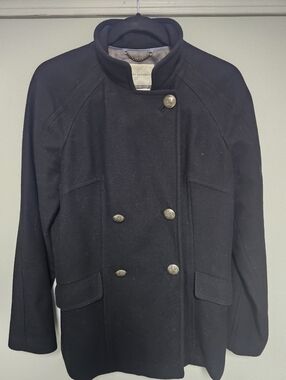 Banana Republic Black Double-Breasted Peacoat Size Medium ,Black